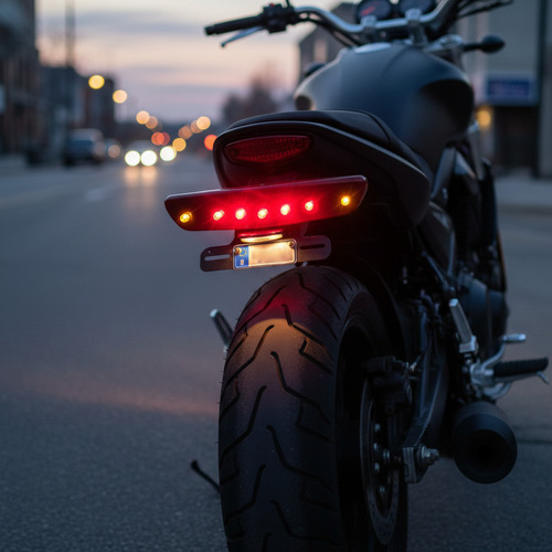 Farol Trasero Universal Moto 7 Led Posición Stop Giros Ambos Lados Rojo