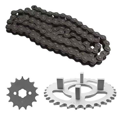 Kit Corona Piñón Mondial 70 Dax 15/35 Cadena 420/112 Mondial Gris