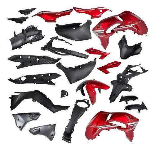 Kit Plasticos Honda Cb 190 Repsol Negro Bordo Color Original Bord&oacute;