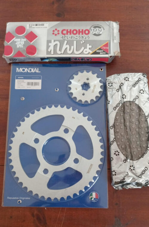 Kit Transmisión Mondial Td150 Original Cadena Choho /seguer Gris