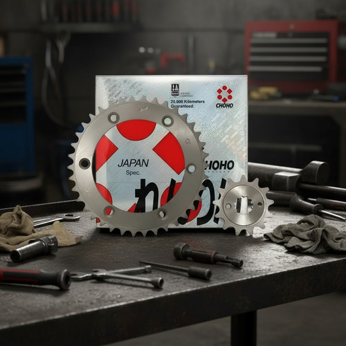 Kit Trasmisión Choho Xr250 Tornado 13-38 Cadena Choho Dorada Gris